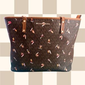 Michael Kors Monogram Tote With Skiing Print
